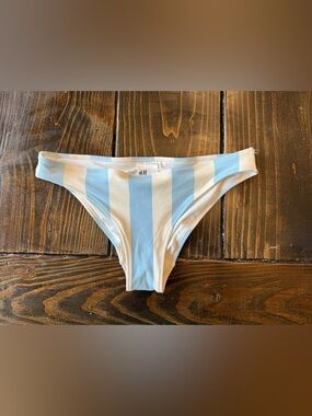 H&M Blue and White Vertical Stripe Bikini Bottoms